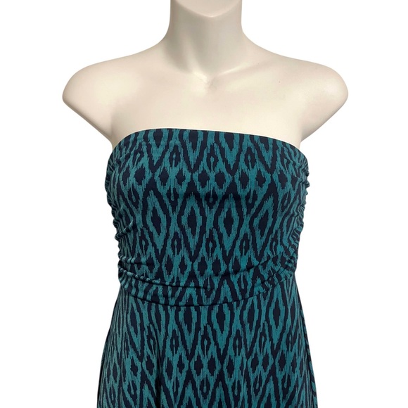 Banana Republic Print Strapless Knit Maxi Dress Maritime Blue Size XS NWT - Picture 2 of 13